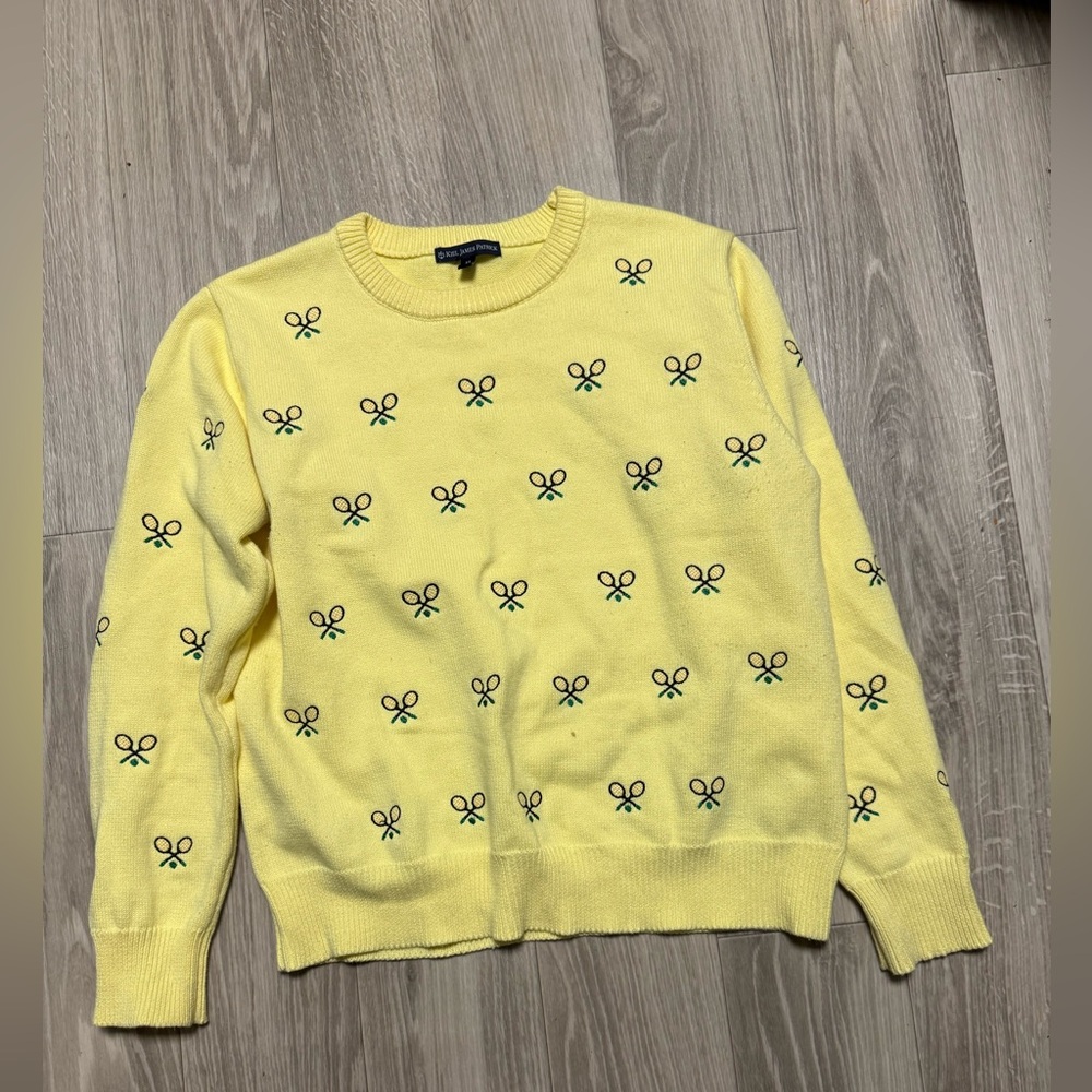 Kiel James Patric East Coast Racquet Sweater In Lemon Sorbet Color Size XL - Picture 2 of 8